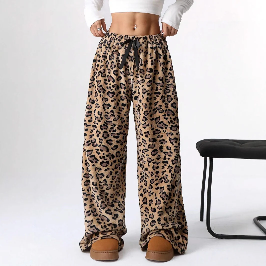 New Fashion Printed Leopard Print Trousers Wide Legs Pants